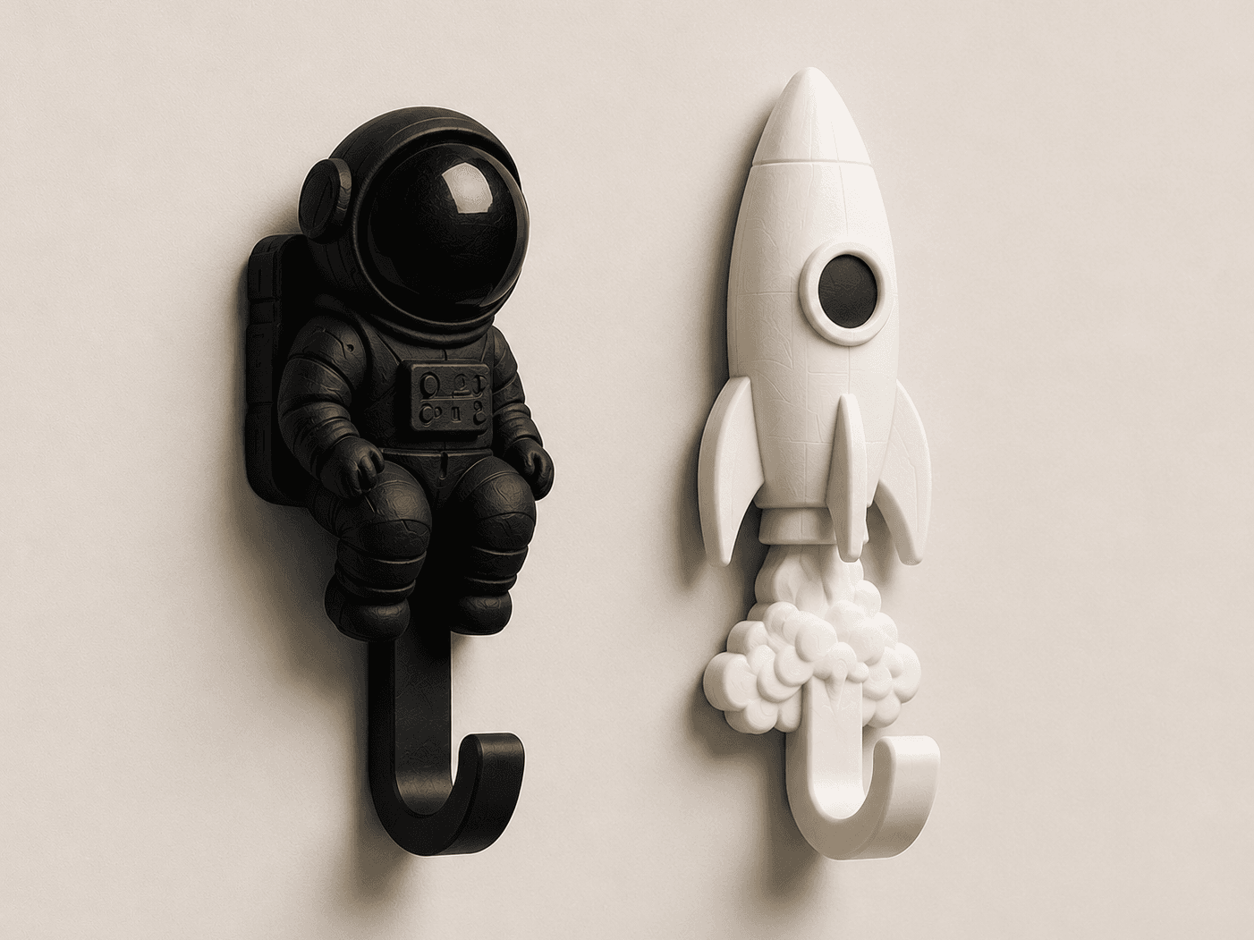Ganchos de parede Astronauta e Foguetão